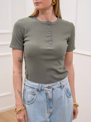 T shirt serafino militare a mezza manica - Tensione In