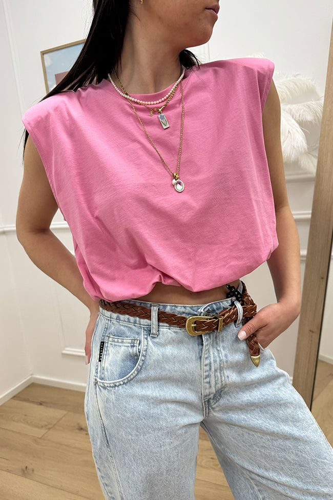 T shirt rosa bubble con elastico arricciato - HaveOne