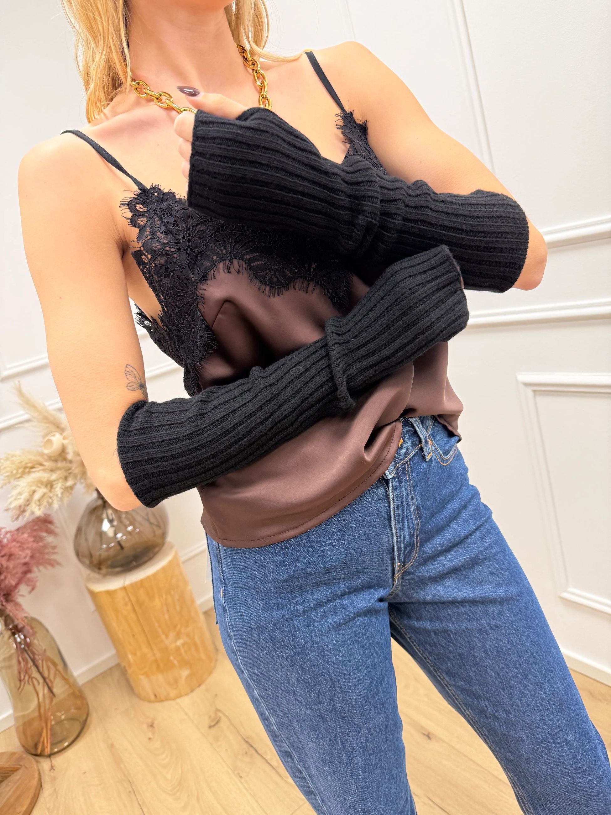 Manicotti a costa larga neri - Vicolo