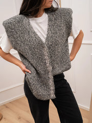 Gilet Moulinè nero e bianco con strass - HaveOne