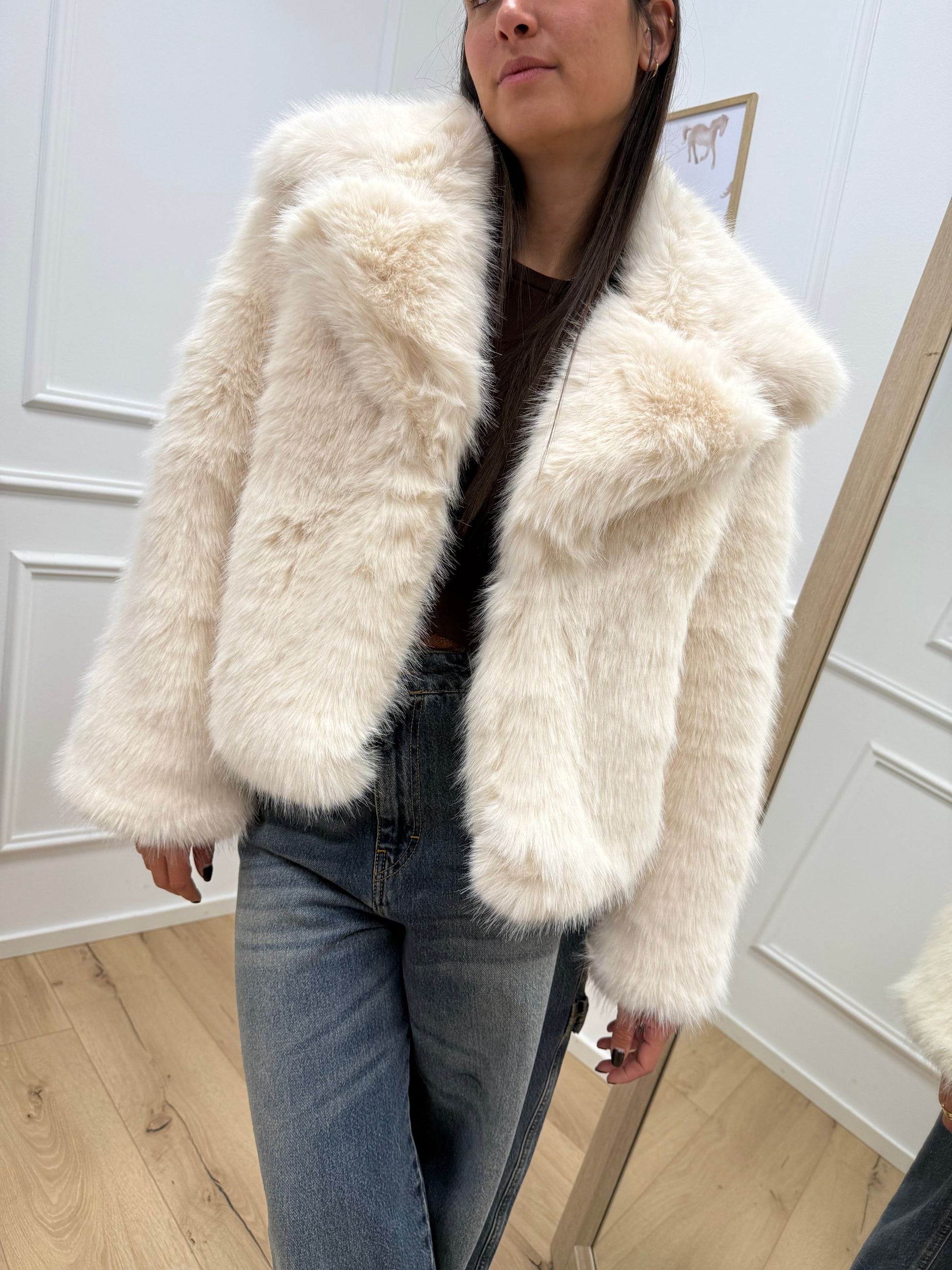 Pelliccia Sissy panna crop - HaveOne