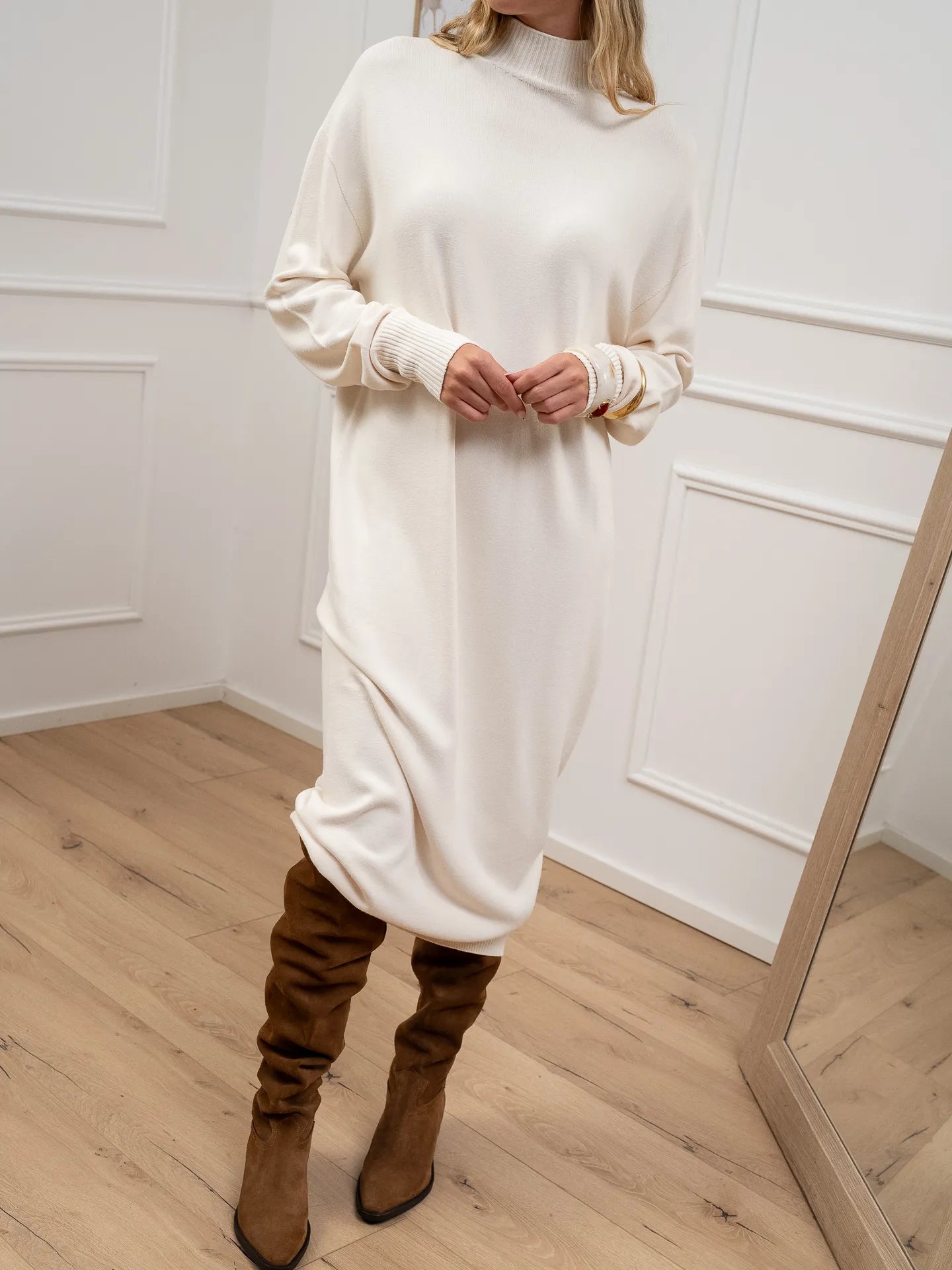 Vestito lupetto avorio in viscosa - Kontatto