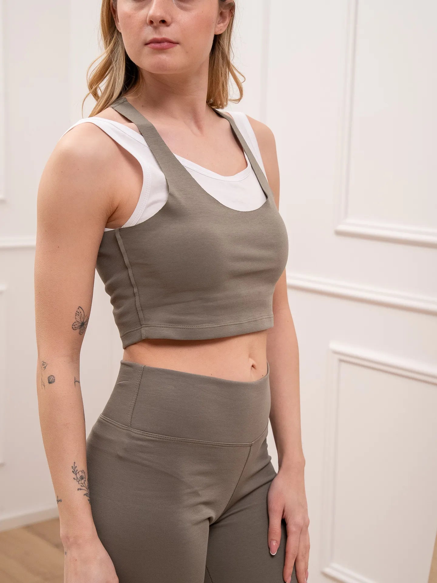 Top seamless doppio salvia e bianco - HaveOne