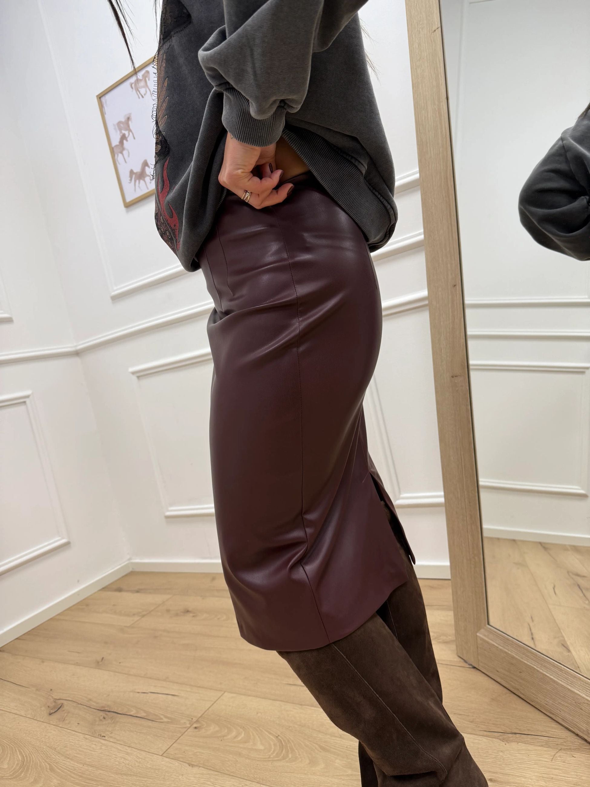 Gonna Cindy ecopelle bordeaux - Kontatto