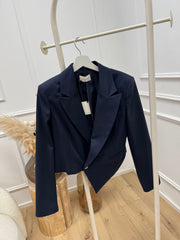 Giacca cropped blu taglio irregolare - Vicolo