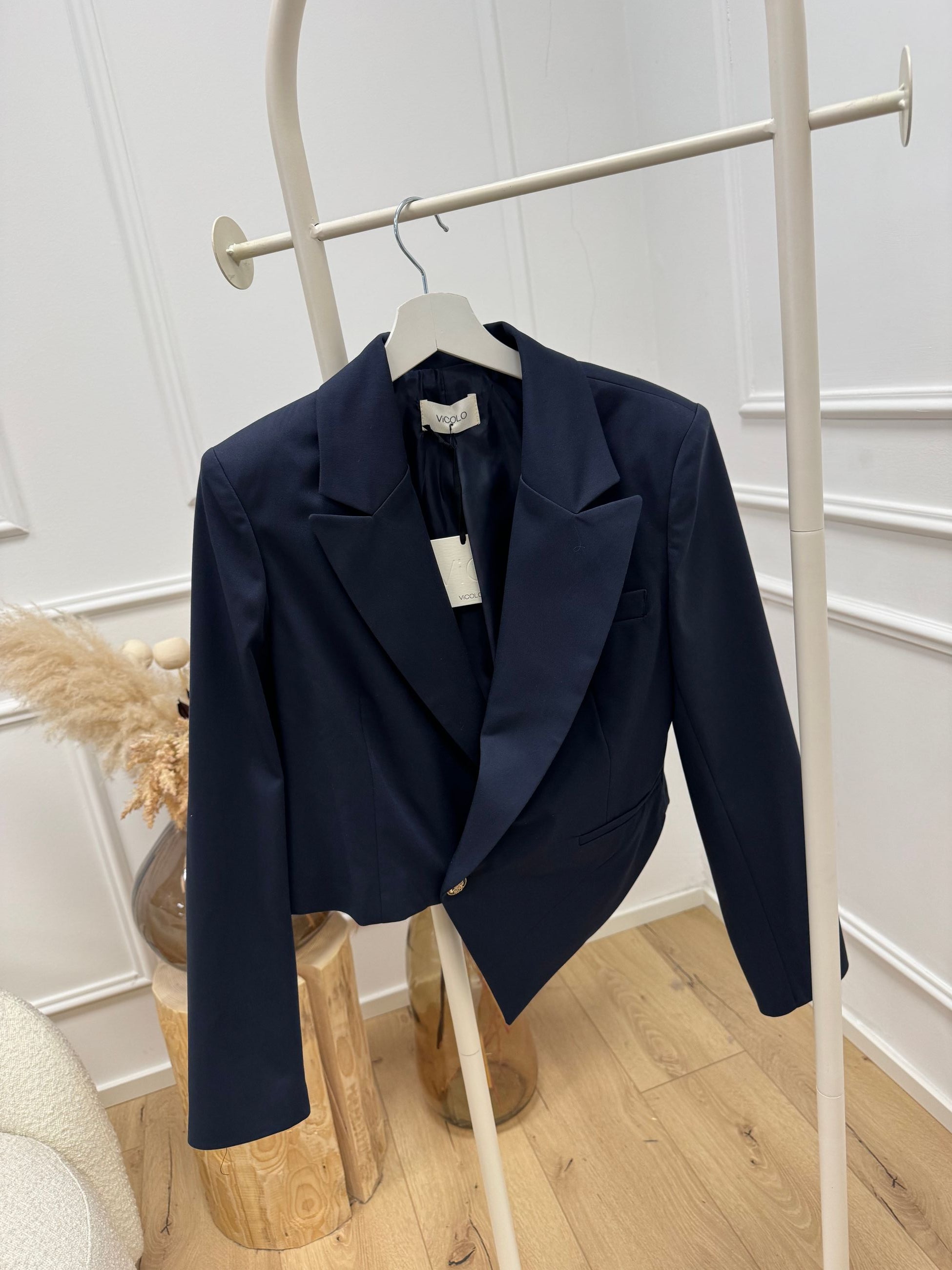 Giacca cropped blu taglio irregolare - Vicolo
