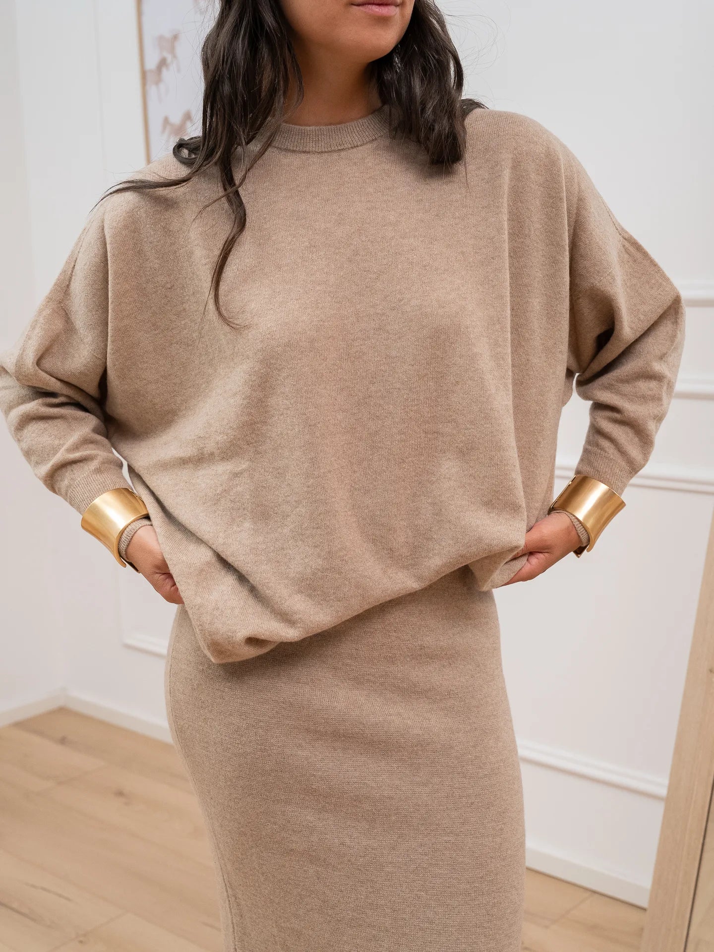 Maglia maxi beige misto cashmere - Vicolo