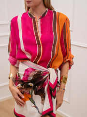 Camicia fucsia riga moro e arancio - HaveOne