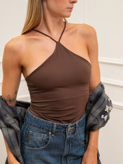Top Cross elasticizzato moro con scollo america - Vicolo