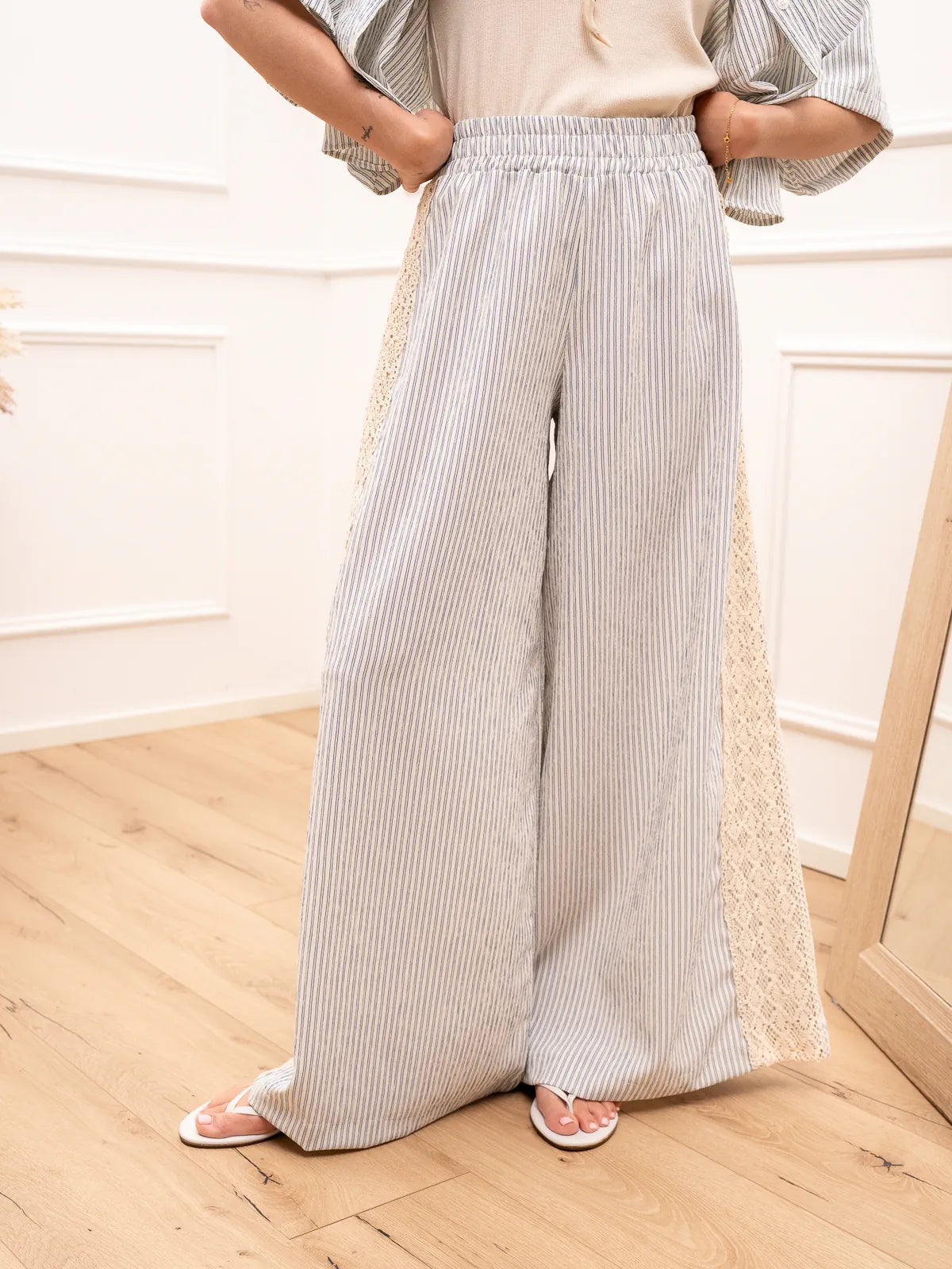 Pantaloni Garza riga e crochet - Vicolo