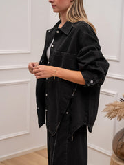 Giacca Ophelia in denim nero con zip - Vicolo