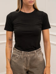 T shirt mezza manica nera in viscosa - Kontatto