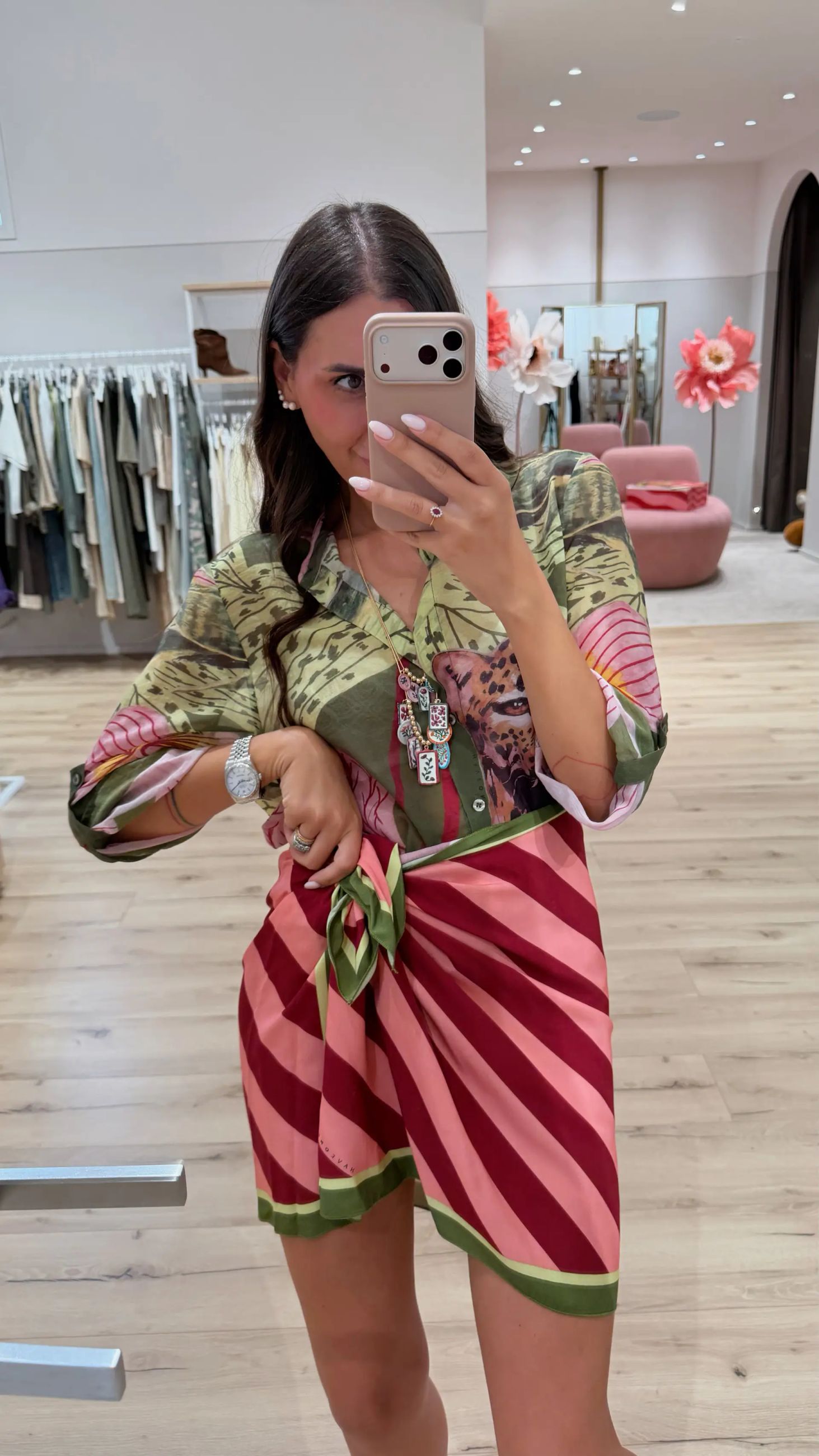 Camicia Flower Tiger verde - HaveOne