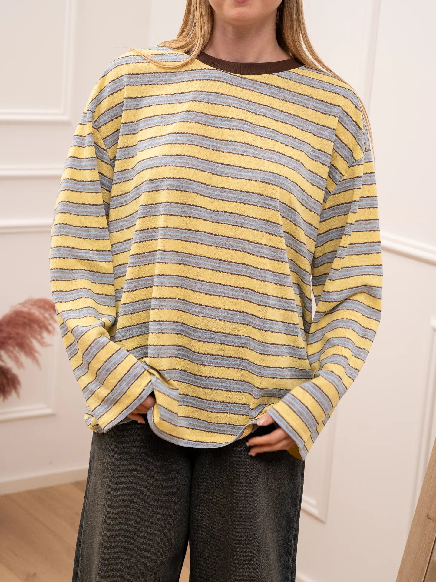 T shirt multi stripe giallo e celeste - Crispy