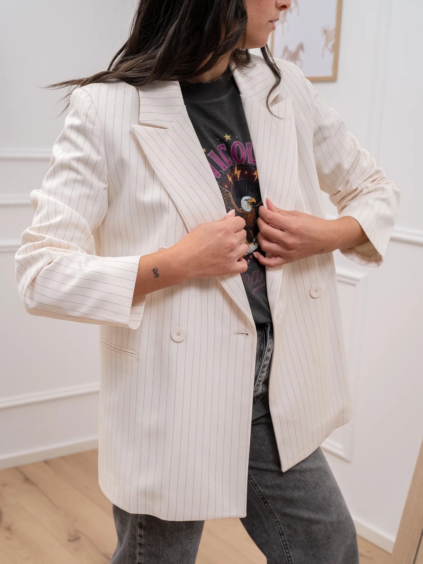 Giacca gessata lurex panna - Dixie