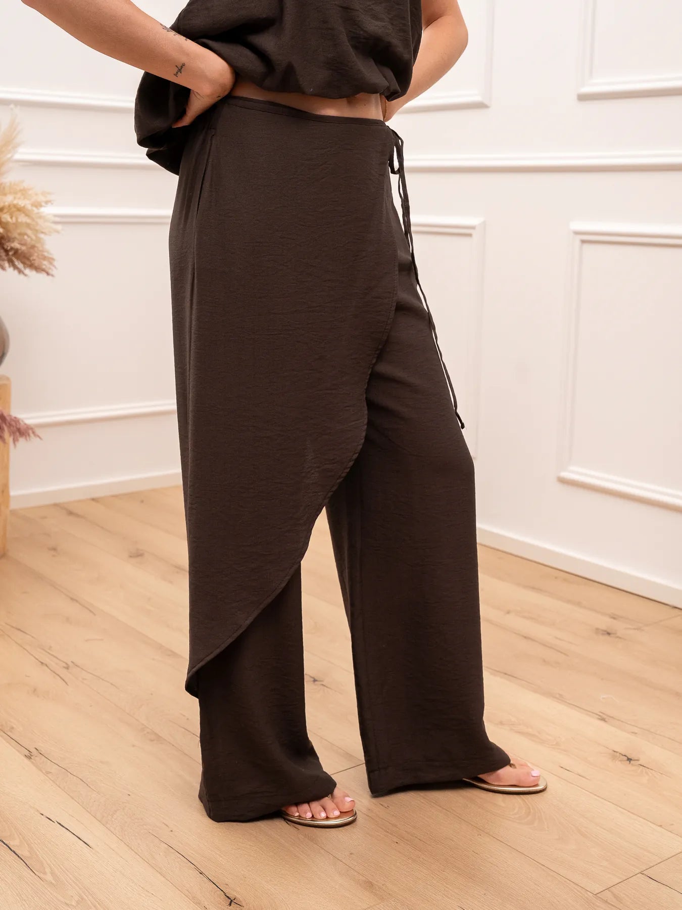 Pantaloni Balloon moro misto lino - HaveOne