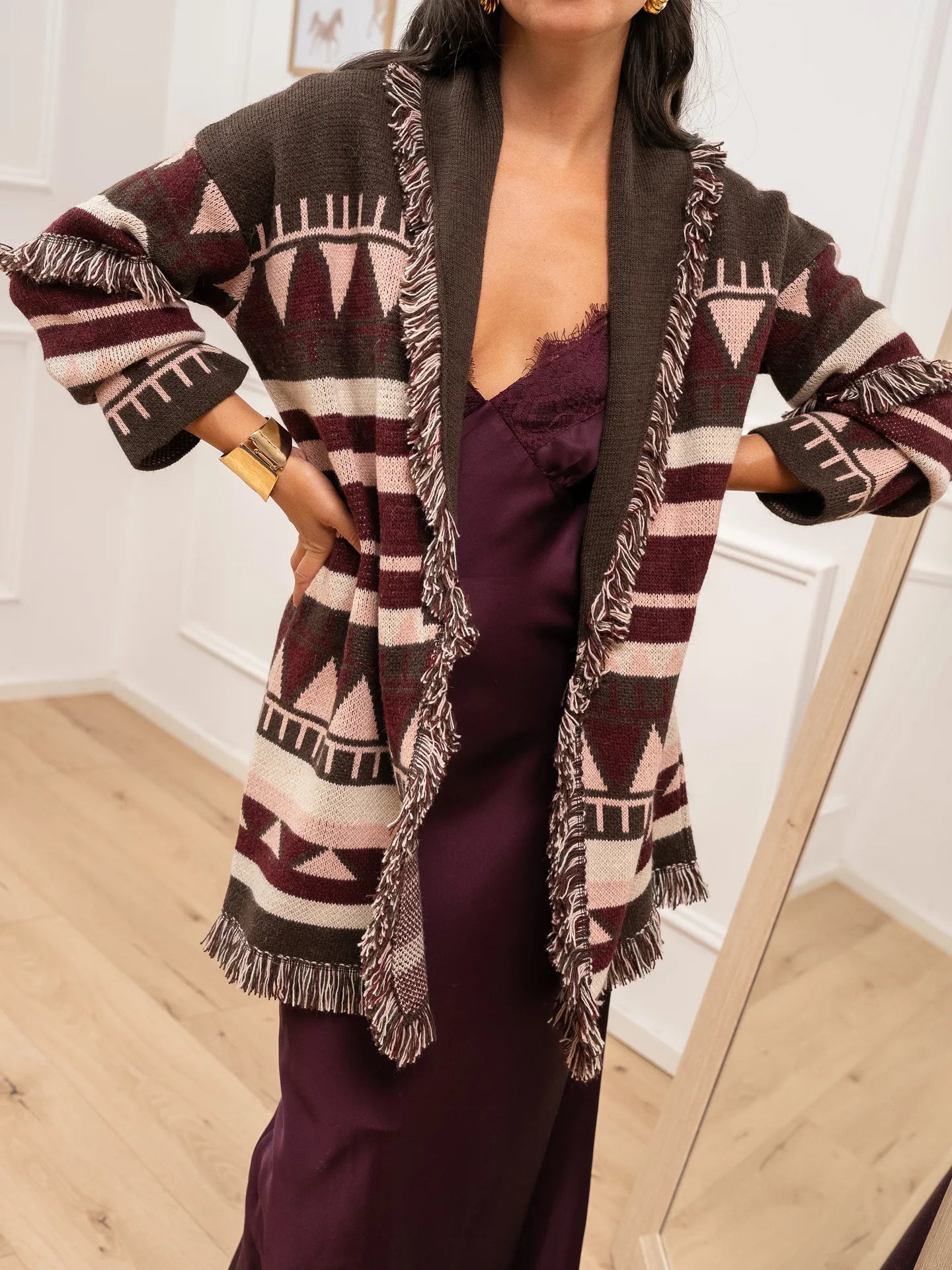 Cardigan Zurigo alanui moro, rosa, bordeaux - Dixie