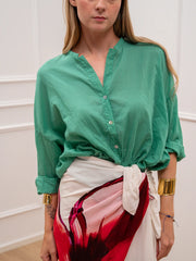 Camicia Daily verde in mussola di cotone - Tensione In