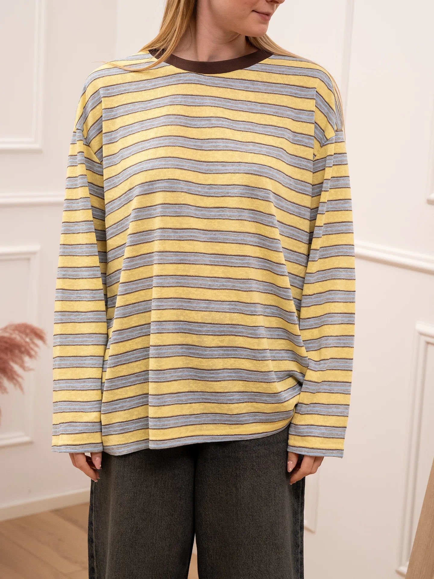 T shirt multi stripe giallo e celeste - Crispy