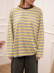 T shirt multi stripe giallo e celeste - Crispy