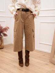 Pantaloni biscotto 7/8 cargo in cotone - Vicolo