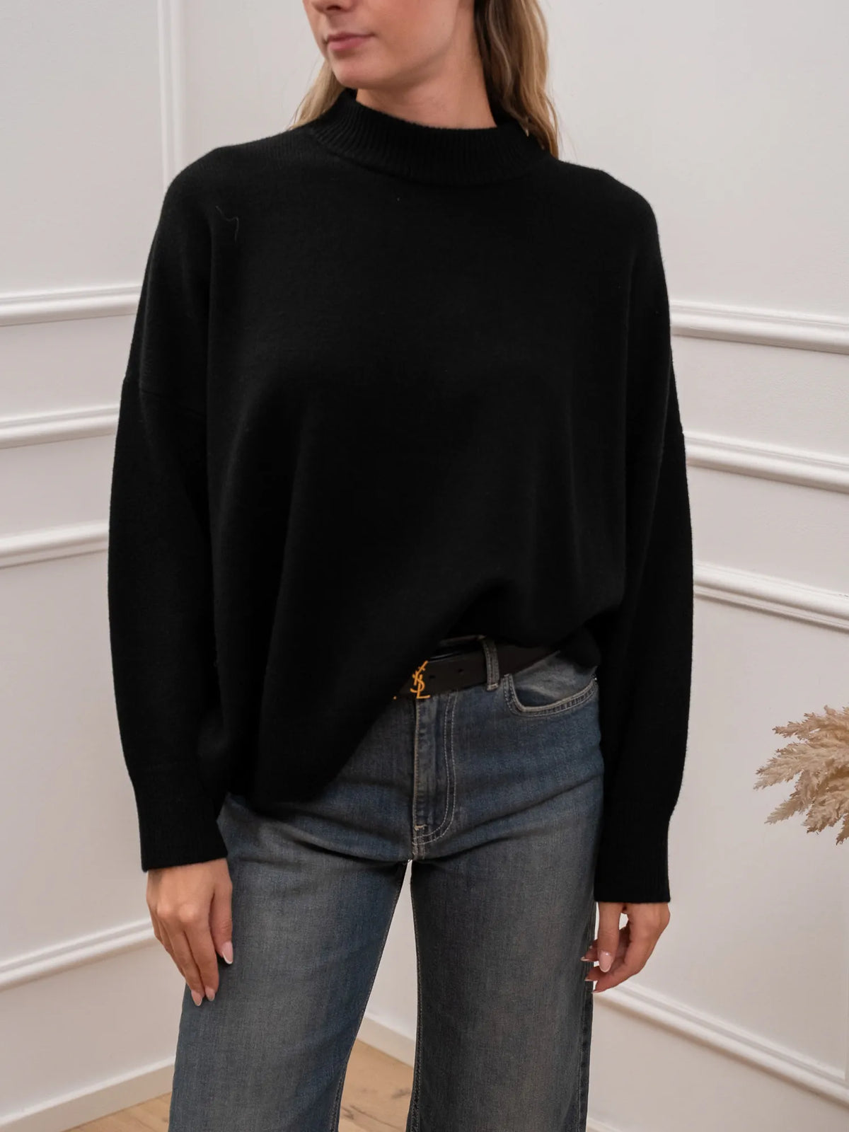 Maglia girocollo spacchi laterali in 100% lana - Philia Loft