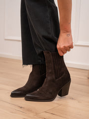Texano Chelsea in crosta moro con tacco - Divine Follie