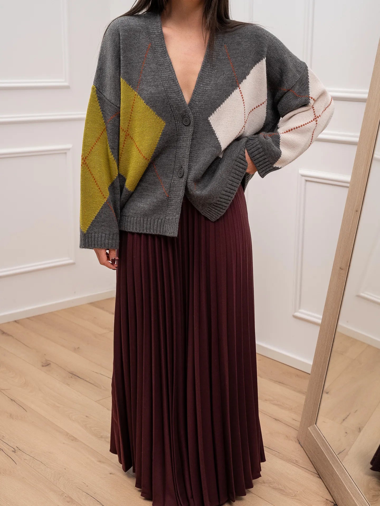 Gonna Penelope plisset bordeaux - Vicolo