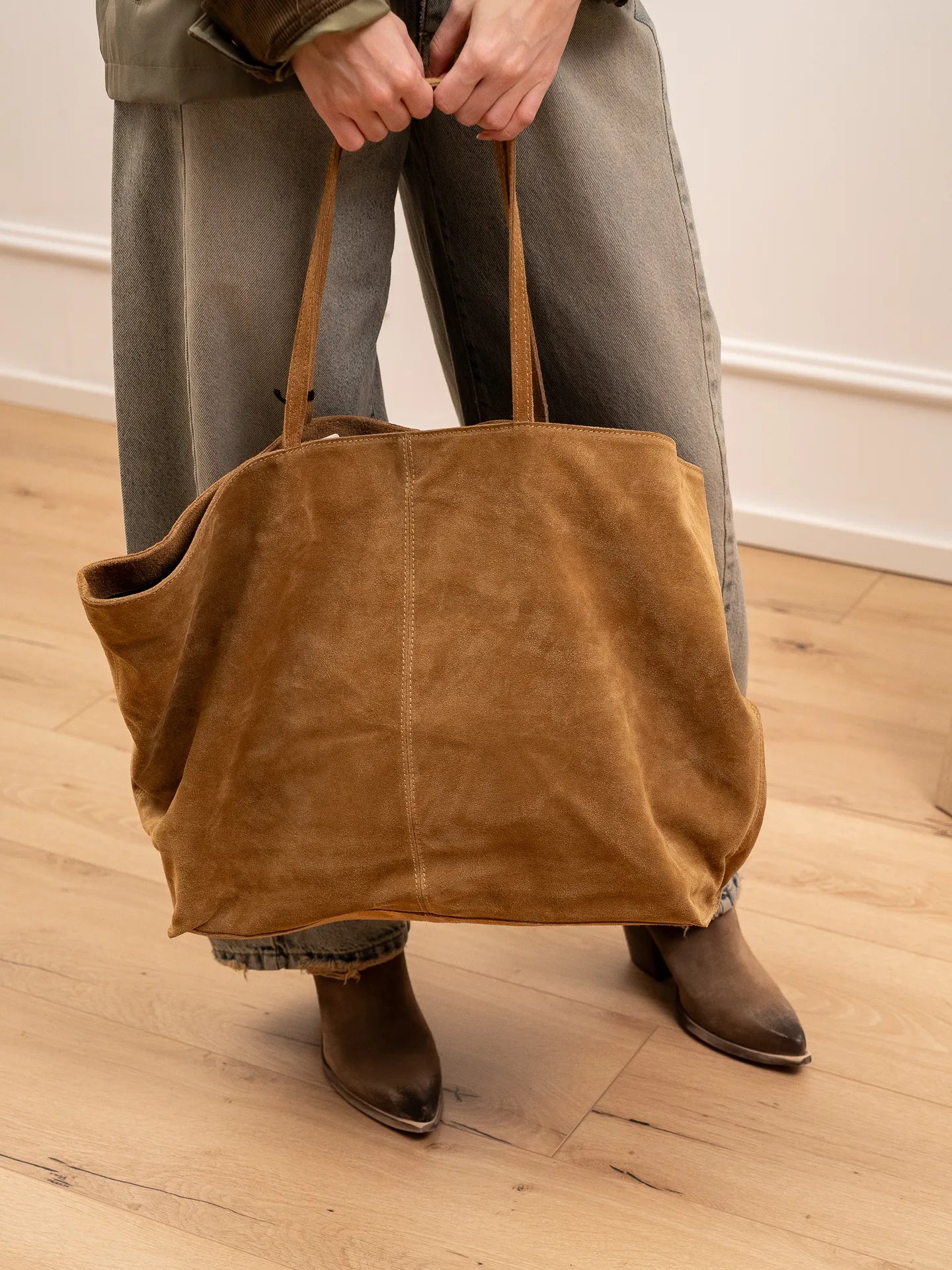 Borsa maxi shopper in crosta camel - Vicolo