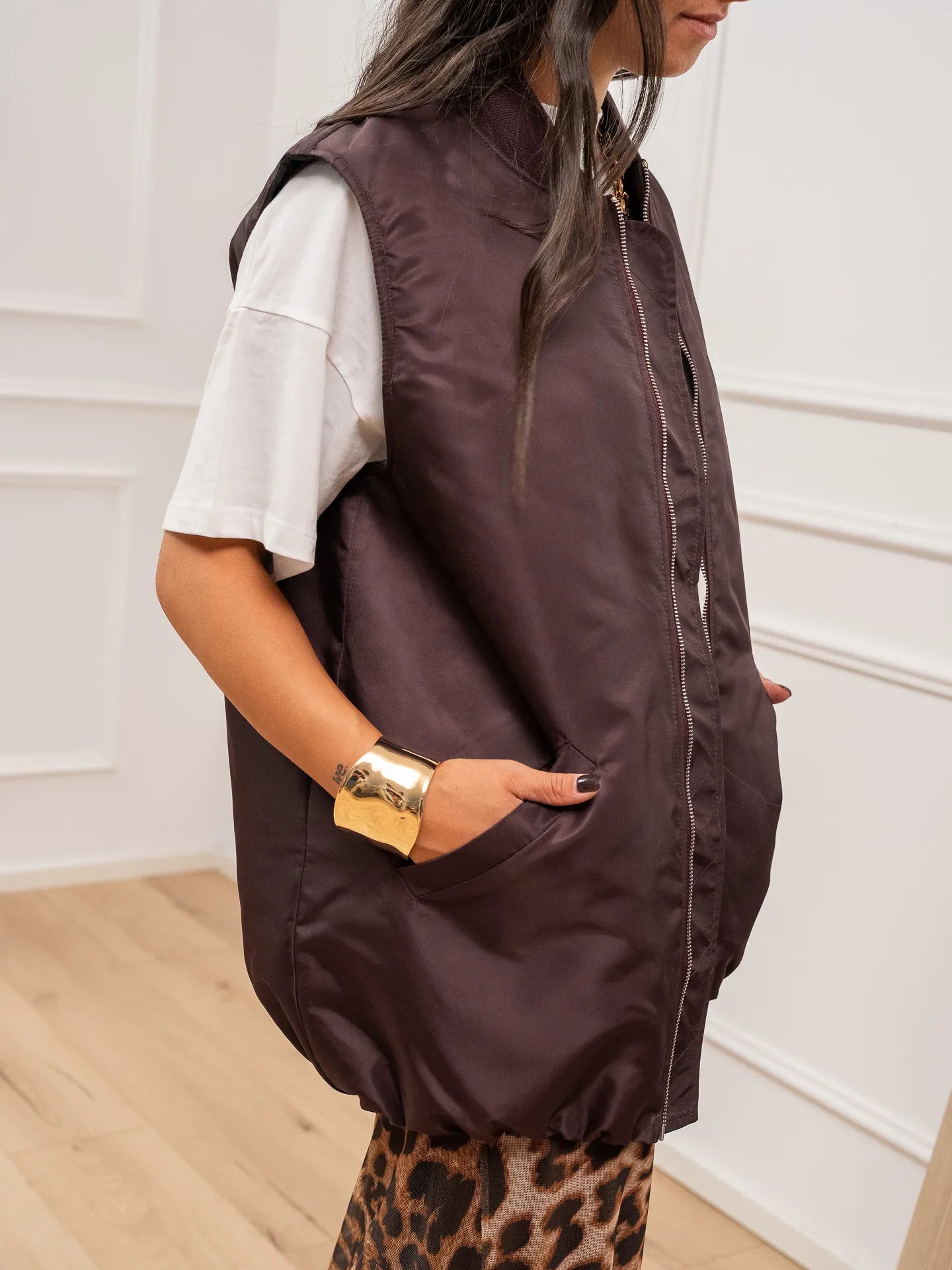 Gilet over bordeaux in nylon - Dixie