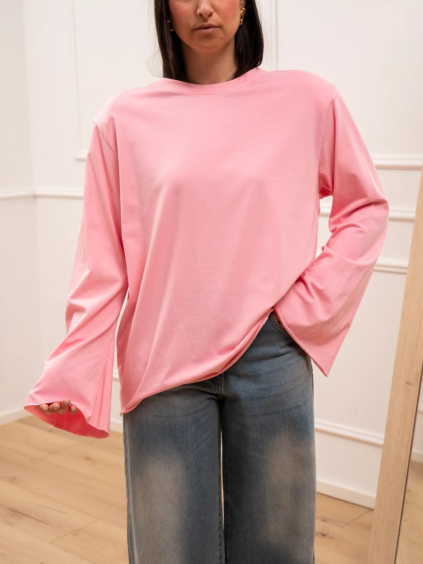 T shirt rosa maxi manica e spalline - Crispy