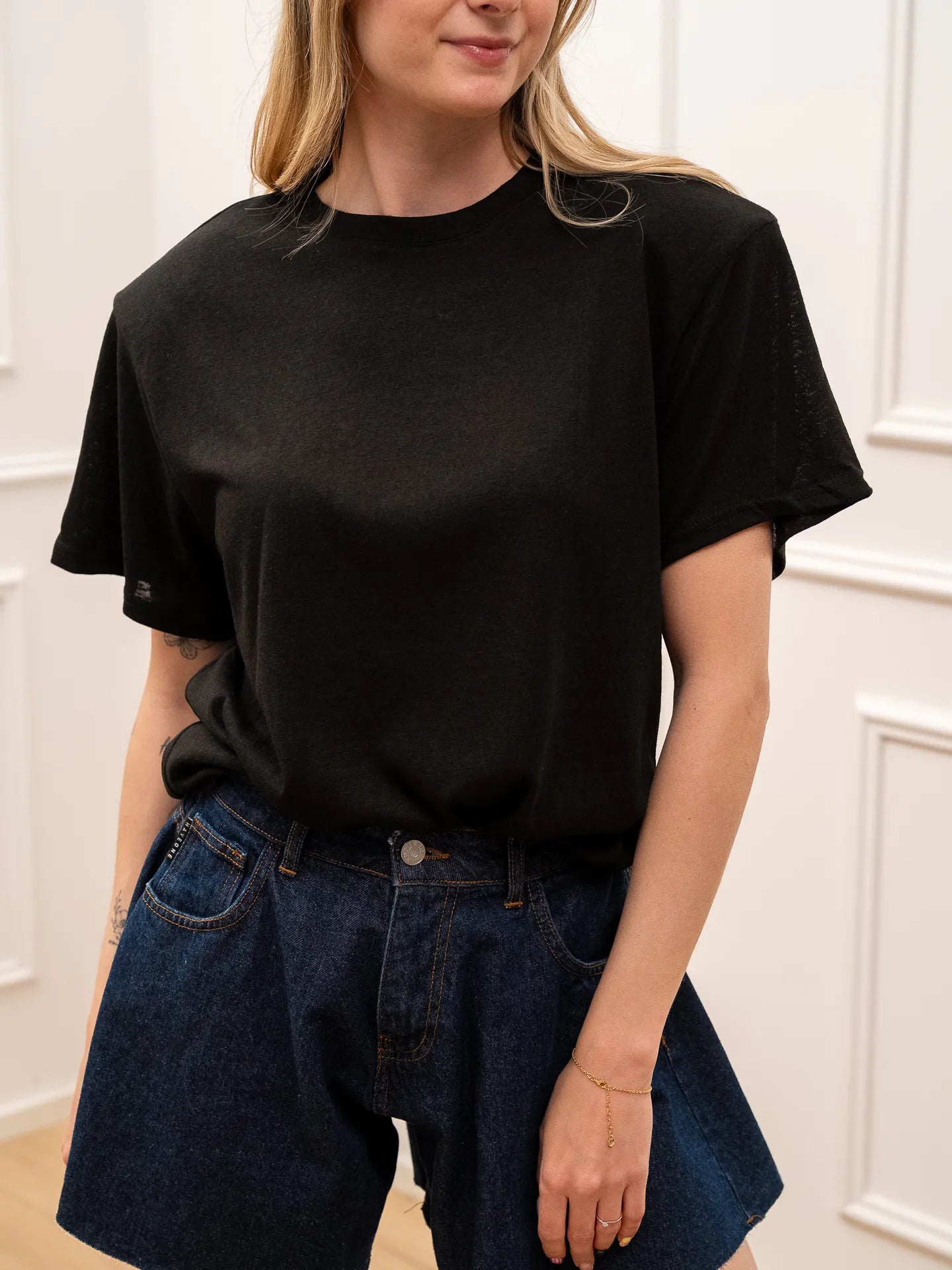 T shirt vedo non vedo nera a mezza manica - Crispy