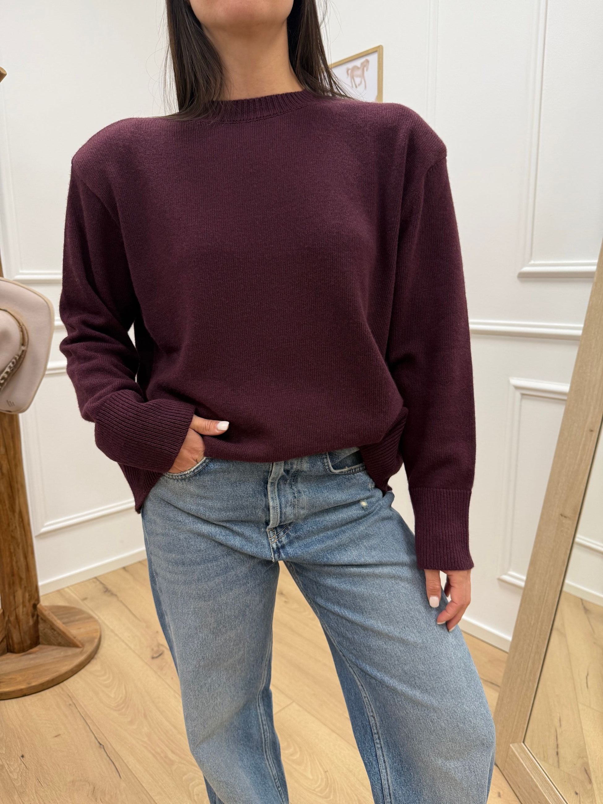 Maglia bordeaux con spalline - Tensione In