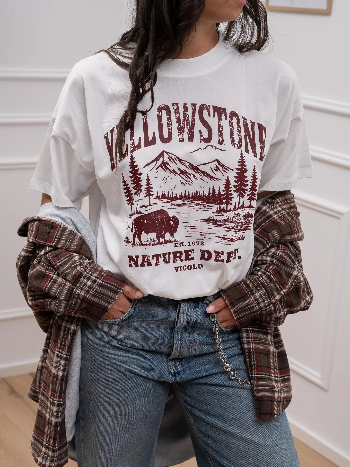 T shirt "Yellowstone" logo bordeaux - Vicolo
