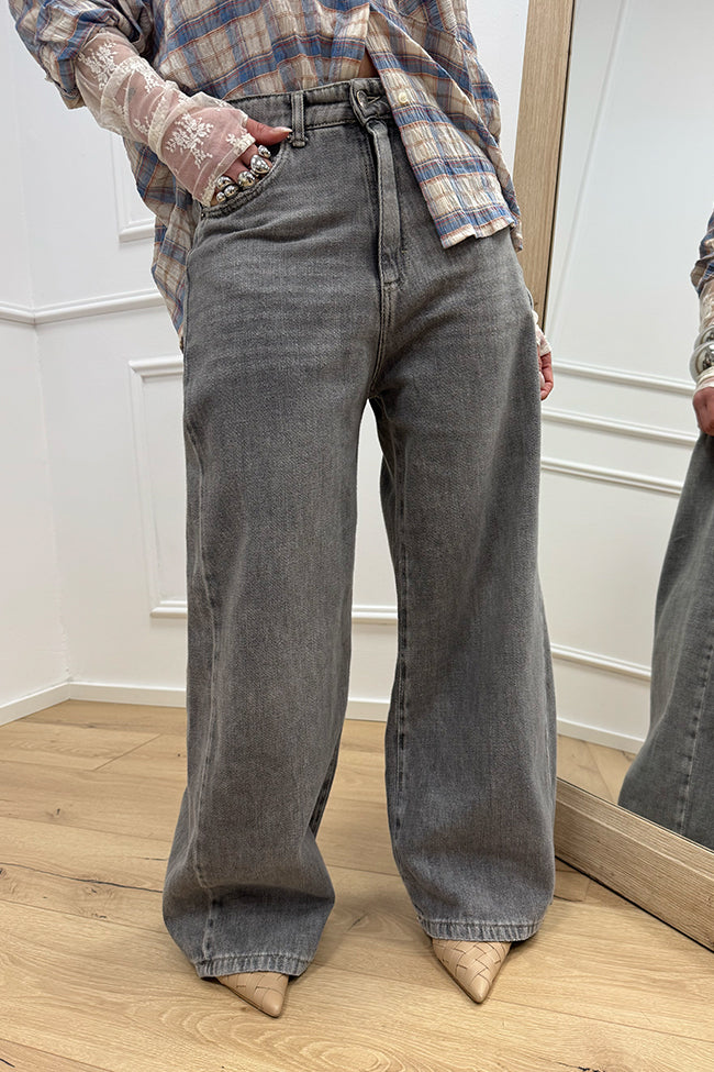 Jeans Giusy grigio loose fit - Tensione In