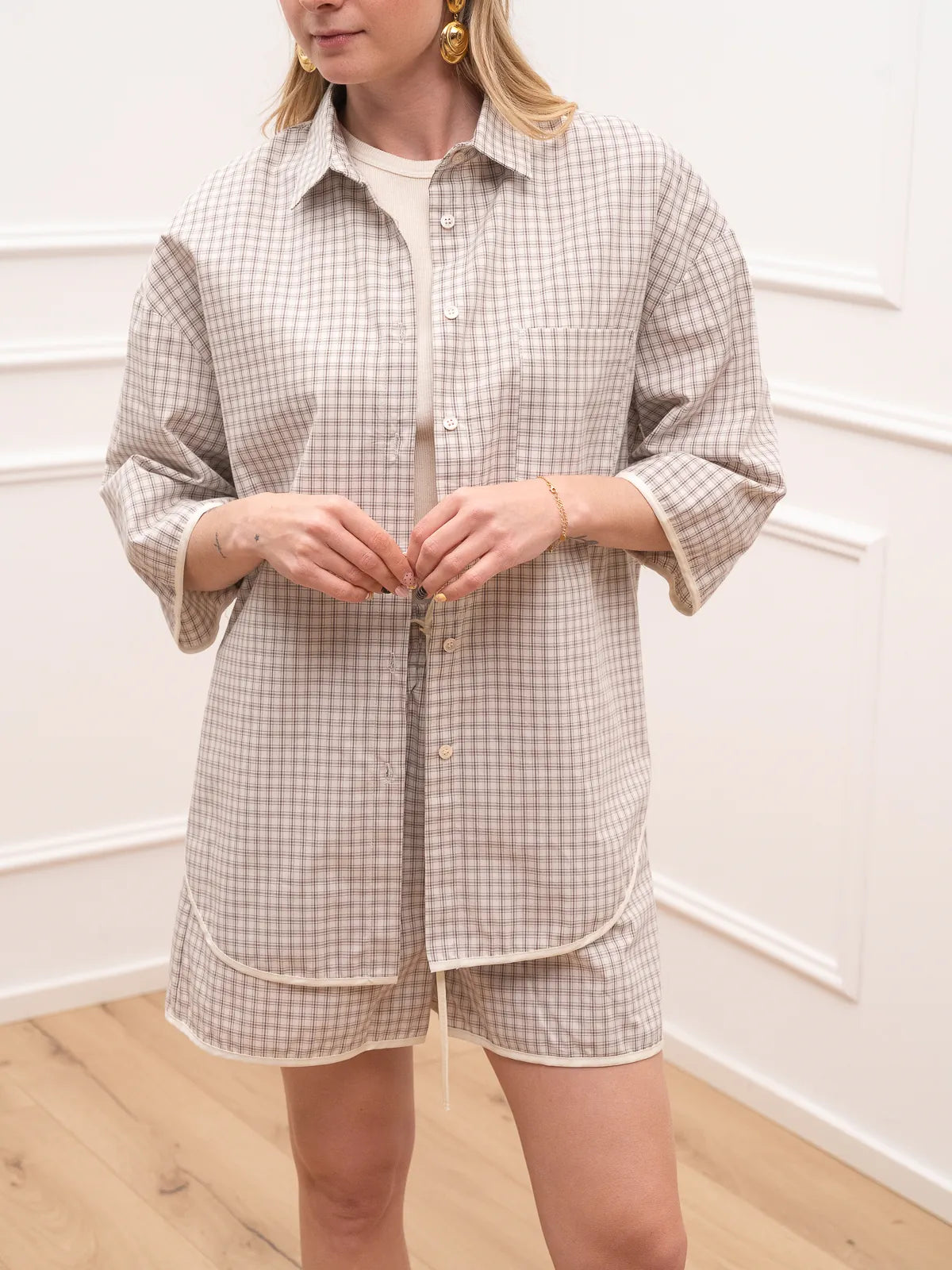 Camicia Mimì vichy nocciola - Vicolo
