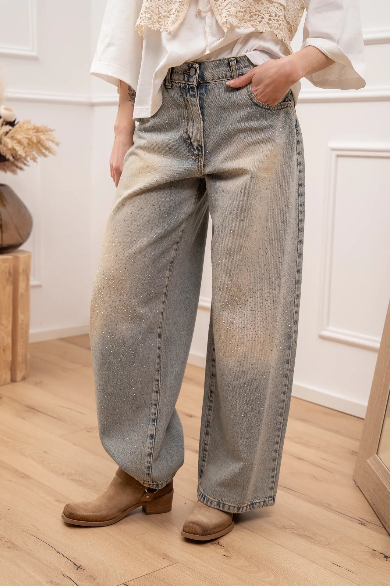 Jeans Bella vintage con strass - HaveOne