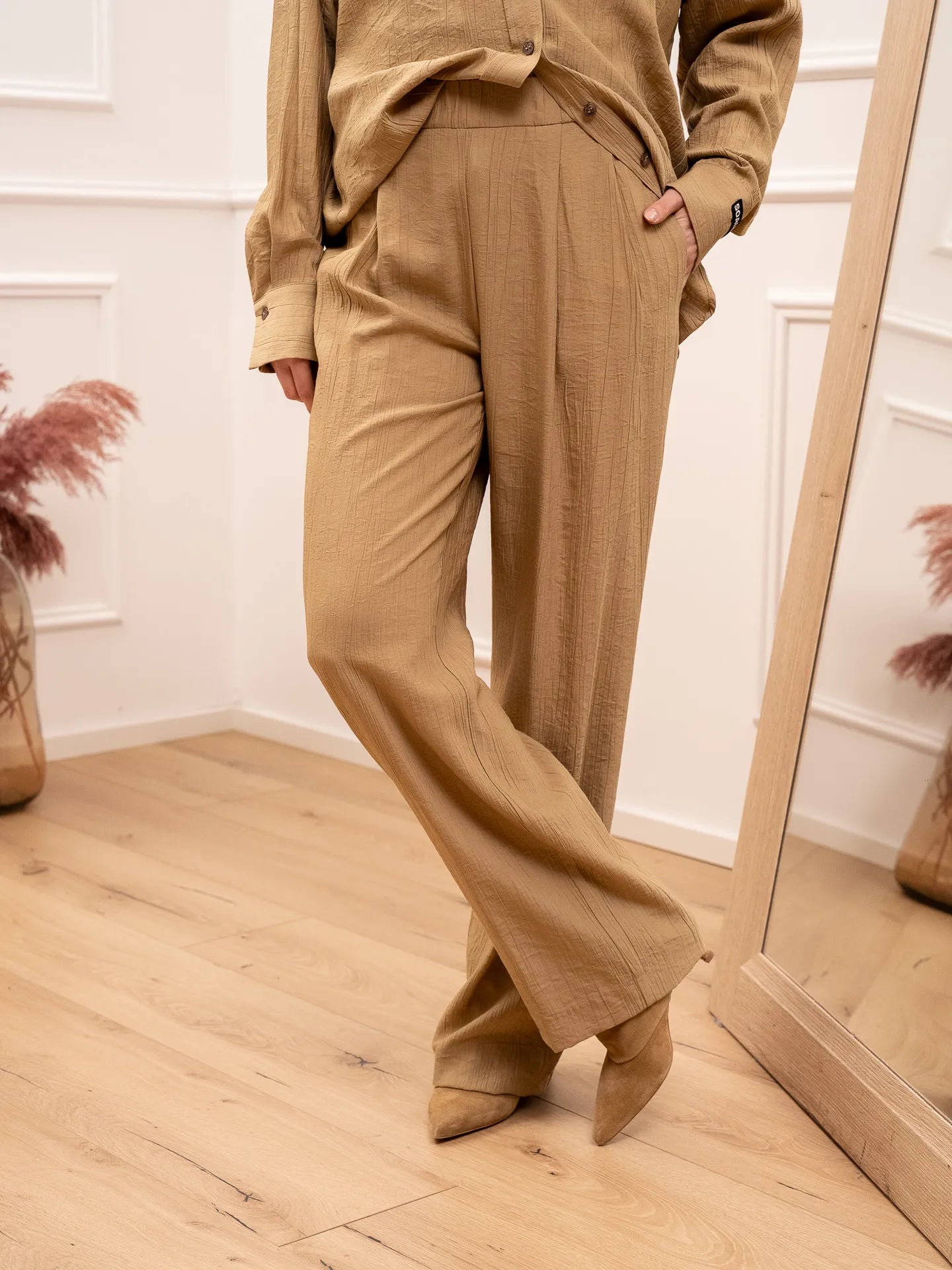 Pantaloni sabbia fit maschile in viscosa crash - SoAllure