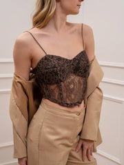 Top stile corsetto in pizzo moro - HaveOne