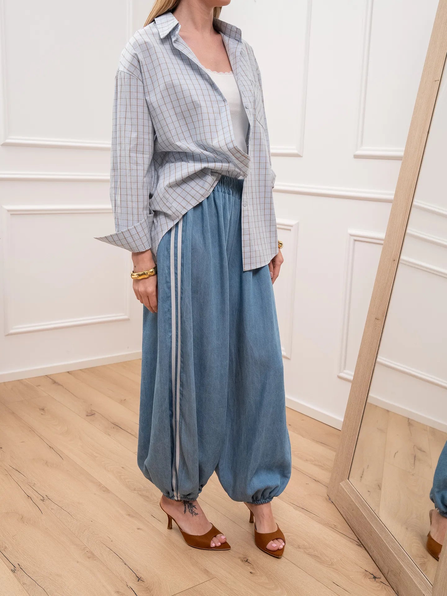 Pantaloni Jasmine denim con bande - Crispy