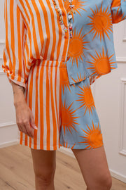 Shorts Patchwork Sun celeste, arancio - HaveOne