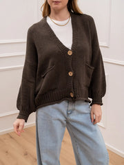Cardigan bottoni moro bordi con ricciolo - HaveOne