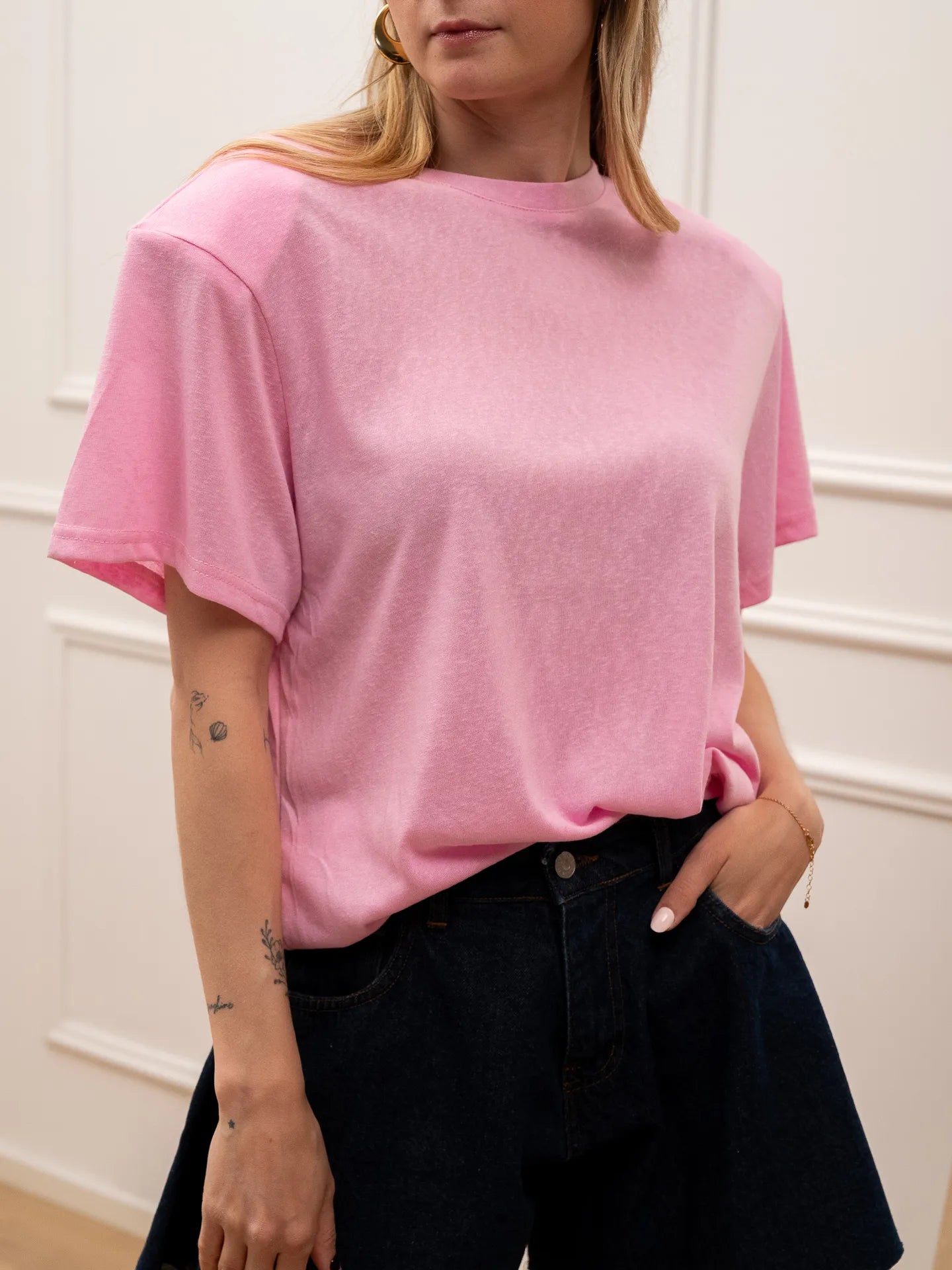 T shirt vedo non vedo rosa a mezza manica - Crispy
