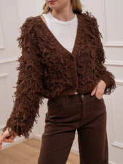 Cardigan frangette moro con bottoni - HaveOne