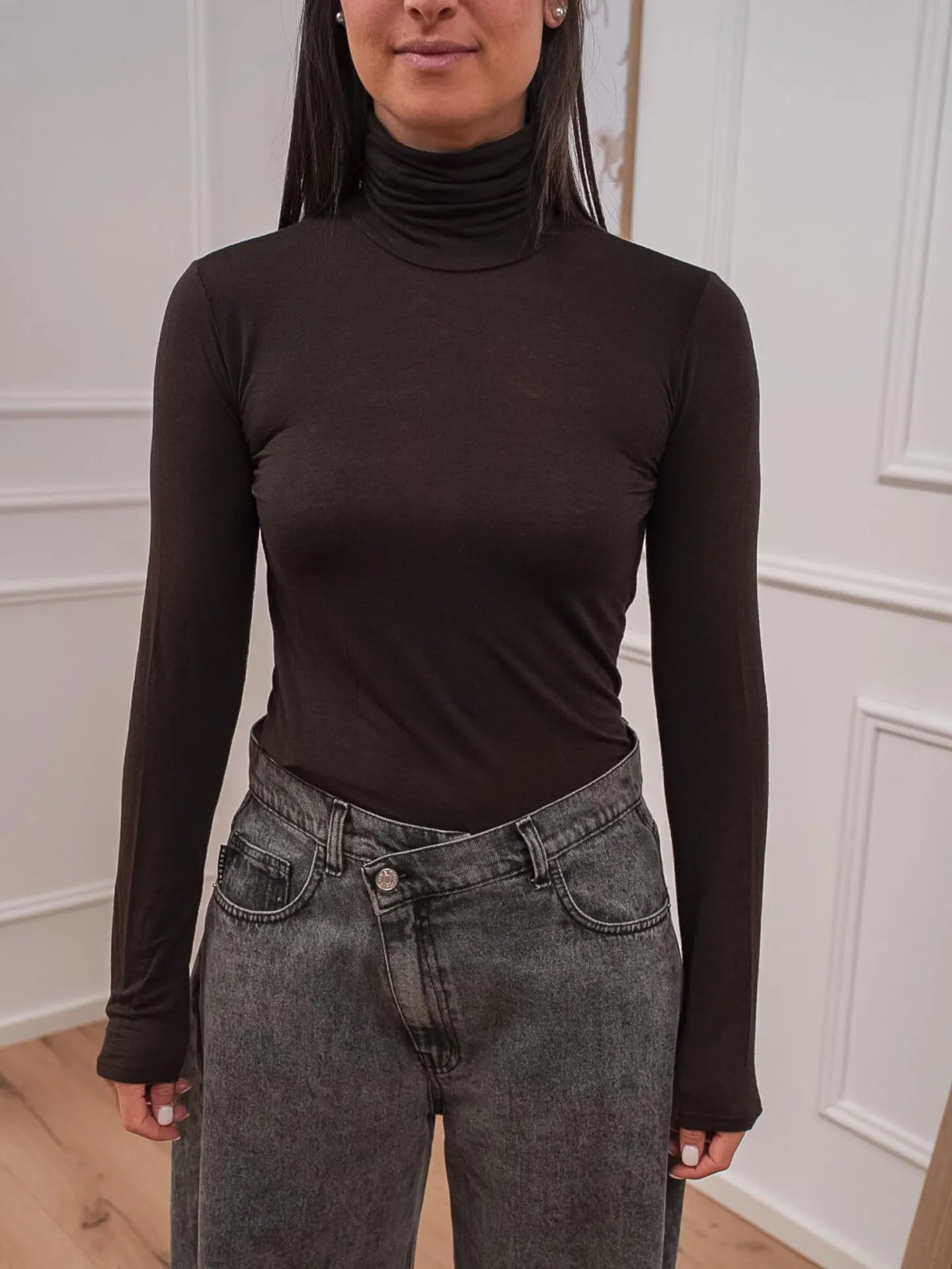Maglia dolcevita moro misto cashmere - HaveOne