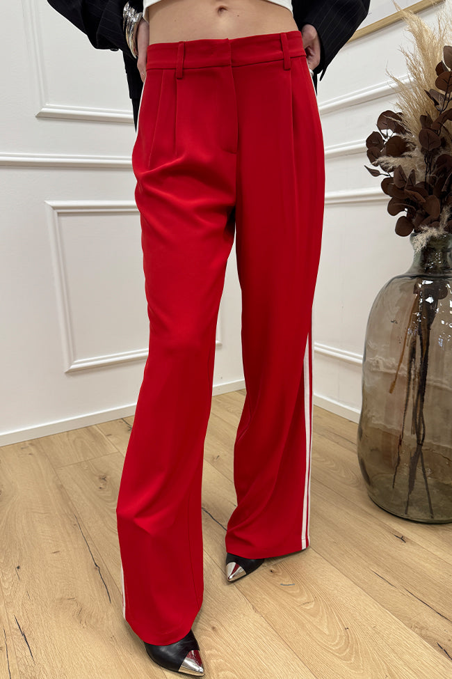 Pantaloni rossi bande sportive laterali - SoAllure