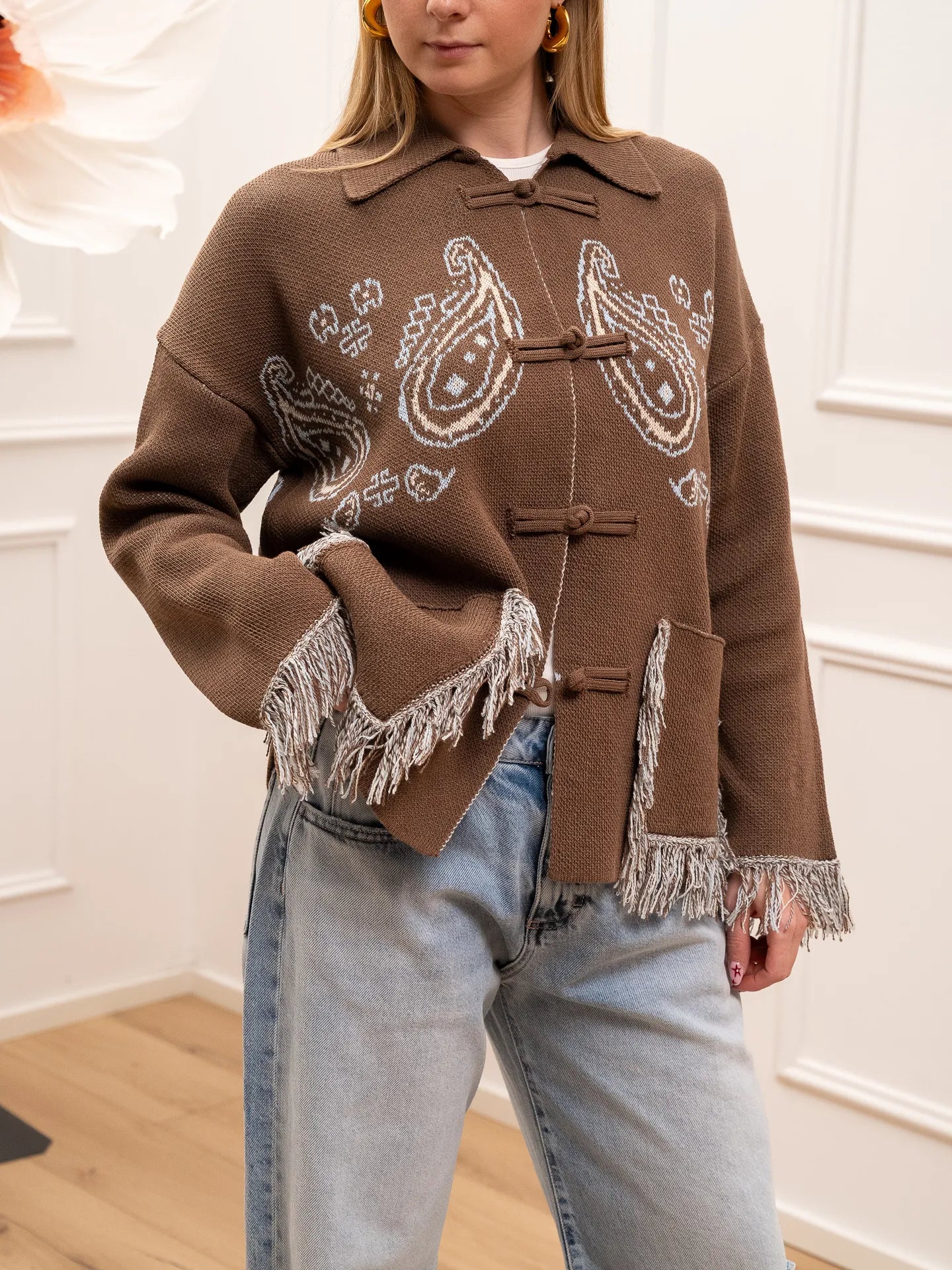 Giacca bandana moka con alamari e frangette - Dixie