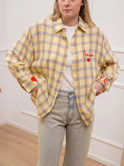 Camicia check giallina ricami Amour - Crispy