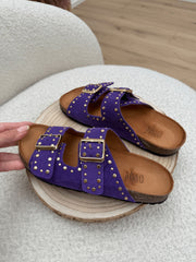 Ciabatta Marika camoscio viola con borchie - Ovyè