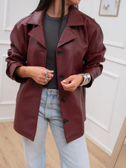 Giacca over in ecopelle bordeaux - JJXX